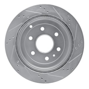 Buick Enclave Brake Rotor (1) - Rear Left - R1 Concepts - Drilled & Slotted - Silver - `07-`17